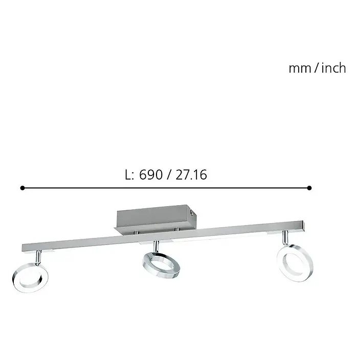 Eglo LED-Deckenstrahler Cardillio 1 - 16,5 W, Chrom, Warmweiß - Skizze