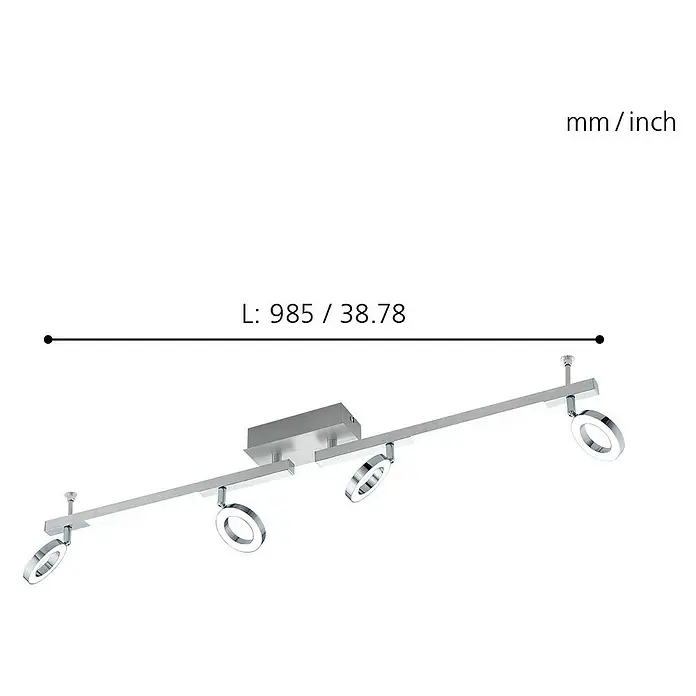 Eglo LED-Deckenstrahler Cardillio 1 - 19,4 W, Chrom, Warmweiß - Skizze