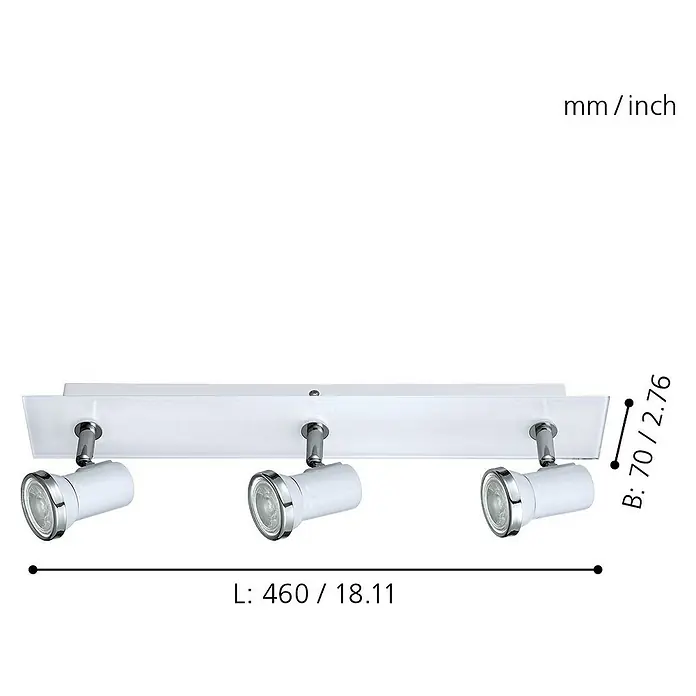 Eglo LED-Deckenstrahler Tamara 1 - 9 W, Weiß, Warmweiß - Skizze