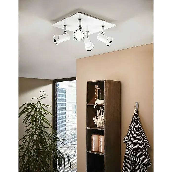 Eglo LED-Deckenstrahler Tamara 1 - 4 x 3 W, Chrom, Weiß, L x B x H: 26 x 26 x 24 cm - Stimmungsaufnahme