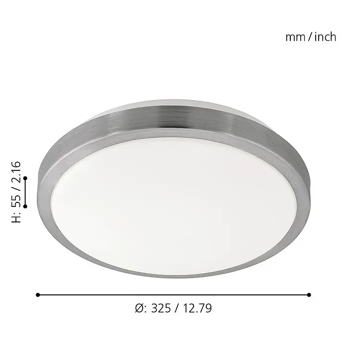 Eglo LED-Wand- & Deckenleuchte Competa 1 - 22 W, Weiß/Silber, 325 mm - Skizze