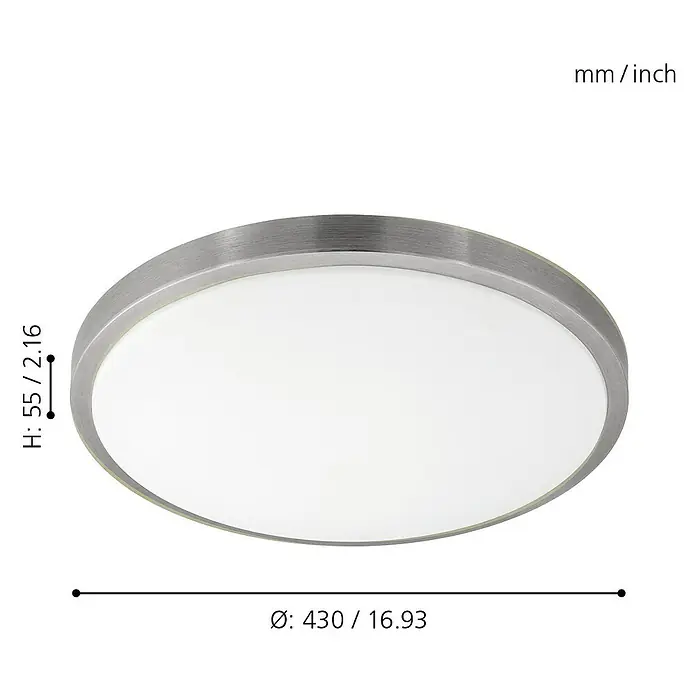 Eglo LED-Wand- & Deckenleuchte Competa 1 - 24 W, Weiß/Silber, 430 mm - Skizze
