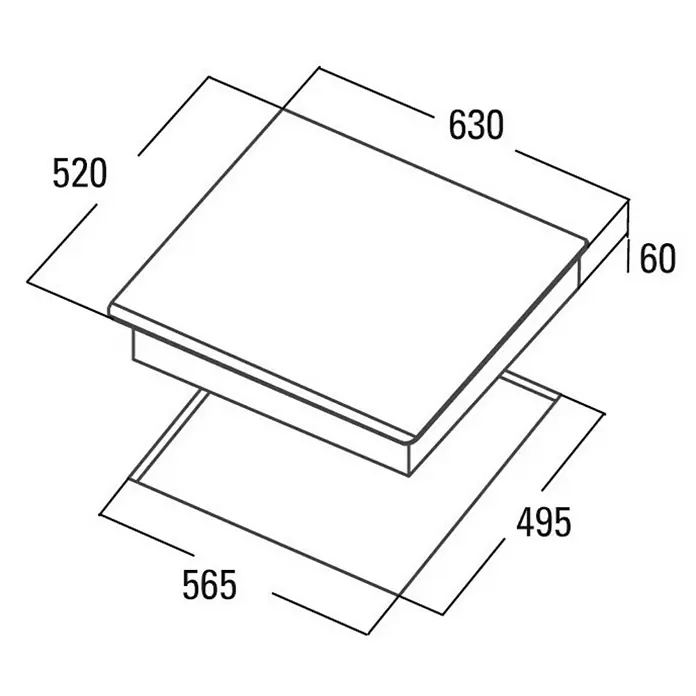 Cata Placa de inducción INSB 6032 BK - Zonas de cocción: 3 ud., Inducción, Temporizador - Dibujo técnico