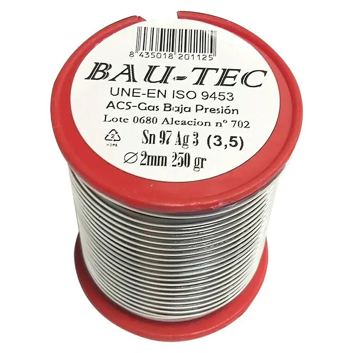 Bobina para soldar estaño - plata 3% - Diámetro: 2 mm, 250 g - Vista angular