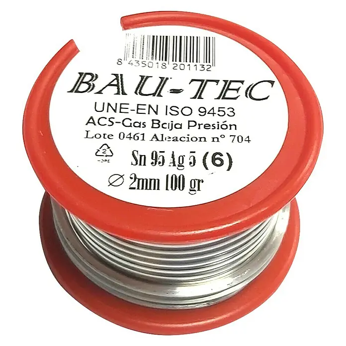 Bobina para soldar estaño - plata 5% - Diámetro: 2 mm, 100 g - Vista angular