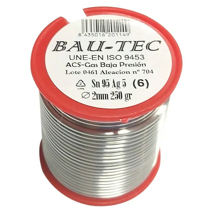 Bobina para soldar estaño - plata 5% - Diámetro: 2 mm, 250 g - Vista angular
