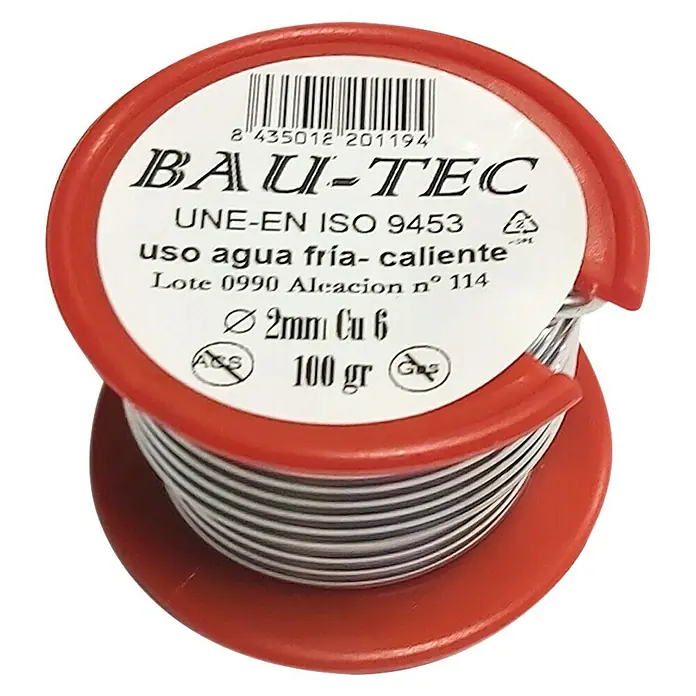 Bobina para soldar estaño plomo/cobre 6% - Diámetro: 2 mm, 100 g - Vista angular