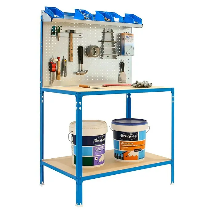 Simonrack Simonwork Banco de trabajo BT3-900 Ecowork - L x An x Al: 51 x 91 x 143 cm, Azul, Carga soportada: 325 kg - Vista angular