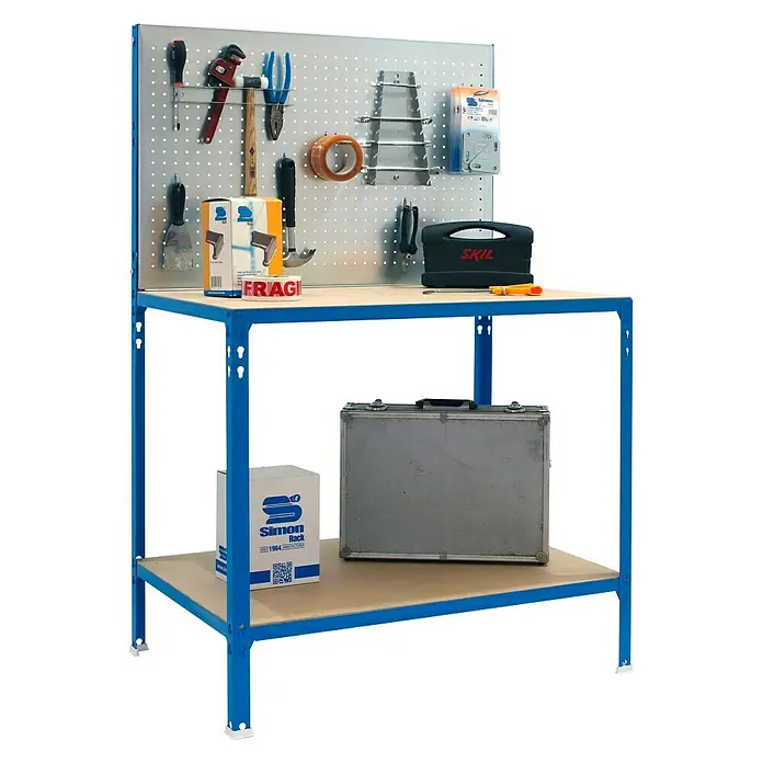 Simonrack Simonwork Banco de trabajo BT2 Ecowork - L x An x Al: 51 x 91 x 143 cm, Azul, Carga soportada: 300 kg - Vista angular