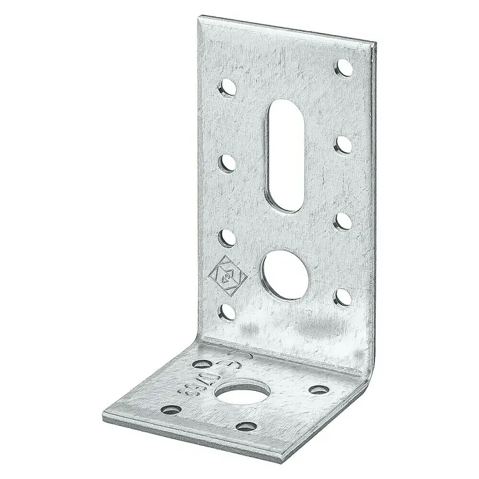 Stabilit Conector en ángulo - L x An x Al: 90 x 48 x 76 mm, Espesor: 3 mm, 1 ud., Galvanizado Sendzimir - Vista angular