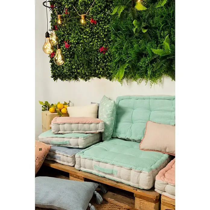 Cojín de suelo - 45 x 45 cm, Mint, 100% algodón - Foto ambiente