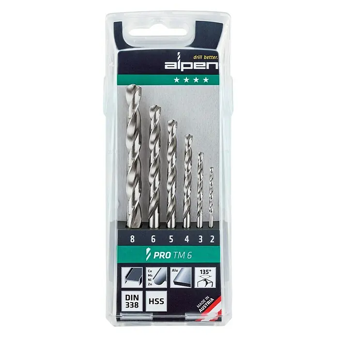 Alpen Metallbohrer-Set Pro TM 6 - 6 -tlg., Geeignet für: Stahl - Vorderansicht
