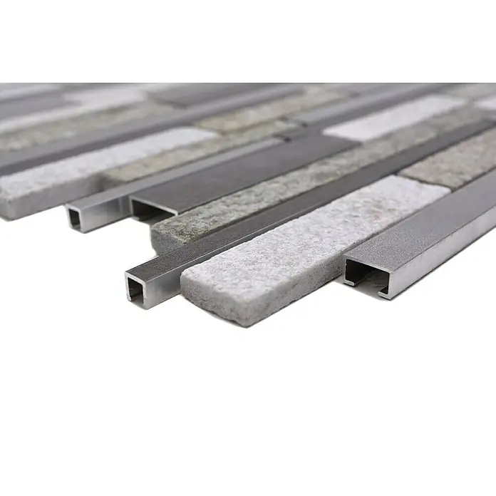 Mozaïektegel verband glas Mix XSA 535 - 30 x 31 cm, Grijs/Beige, Mat - Close-up