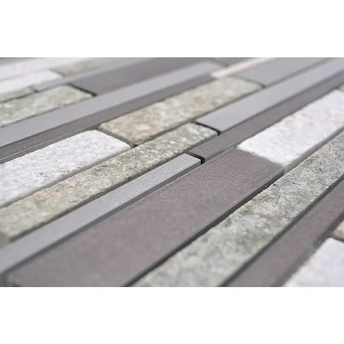 Mozaïektegel verband glas Mix XSA 535 - 30 x 31 cm, Grijs/Beige, Mat - Close-up