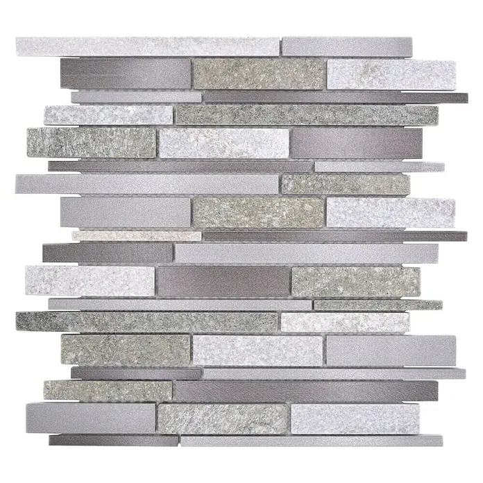 Mozaïektegel verband glas Mix XSA 535 - 30 x 31 cm, Grijs/Beige, Mat - Bovenaanzicht