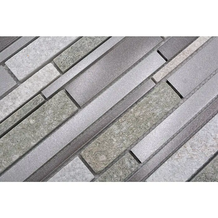 Mozaïektegel verband glas Mix XSA 535 - 30 x 31 cm, Grijs/Beige, Mat - Close-up