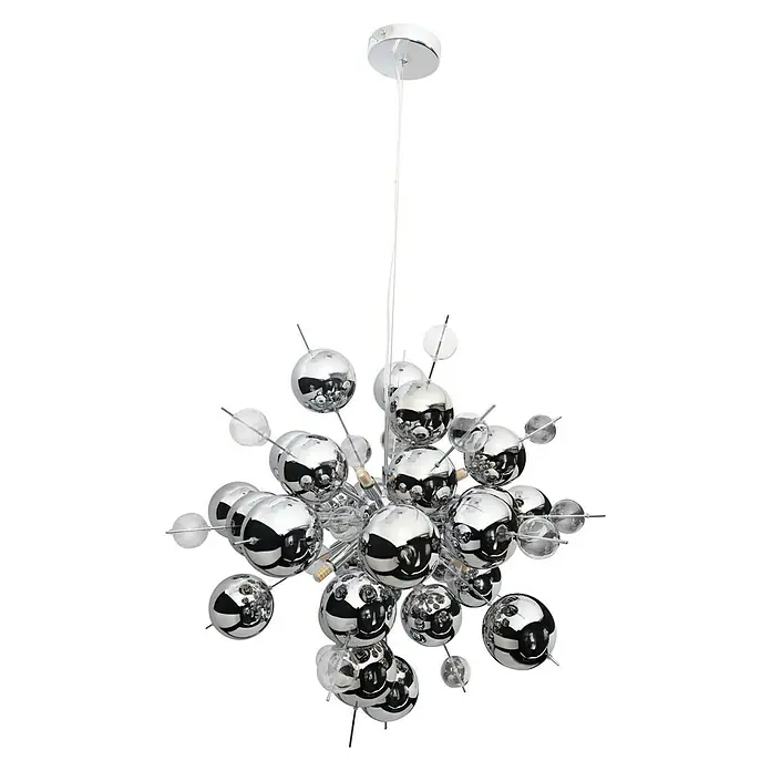 Näve Pendelleuchte Explosion - Höhe: 150 cm, Chrom - Vorderansicht