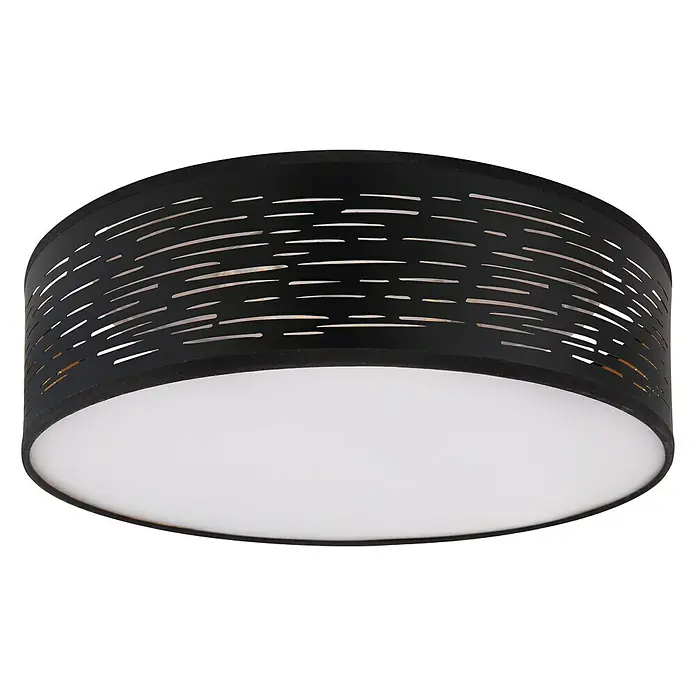 Globo LED-Deckenleuchte rund Tunno - Ø x H: 380 mm x 13 cm, Schwarz/Gold - Diagonale Ansicht