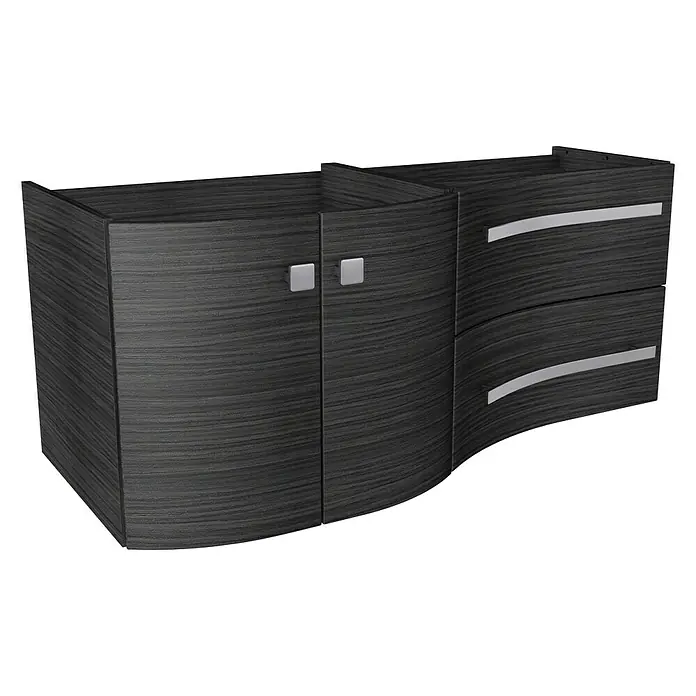 Camargue Wave Wastafelonderkast - 118,4 x 54 x 49,8 cm, Links, Dark oak, Mat - Diagonaal zicht