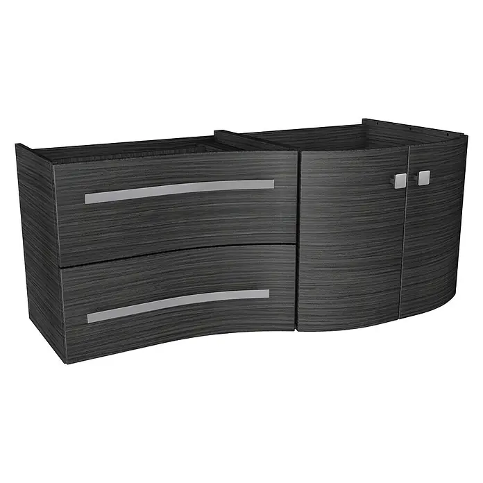 Camargue Wave Waschtischunterschrank - 118,4 x 54 x 49,8 cm, Rechts, Darkoak, Matt - Diagonale Ansicht