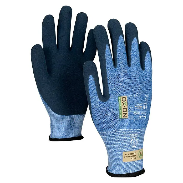 OX-ON Kinder-Arbeitshandschuhe Recycle Junior 16000 - Konfektionsgröße: 4 - 6, Blau - Vorderansicht