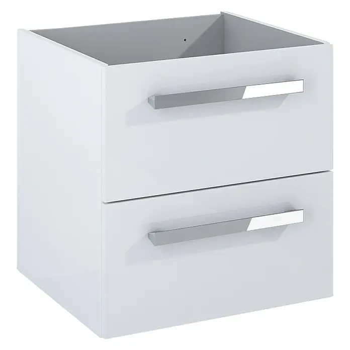 Riva Vulcano Waschtischunterschrank - 51,6 x 46 x 52 cm, Weiß, Hochglanz - Diagonale Ansicht