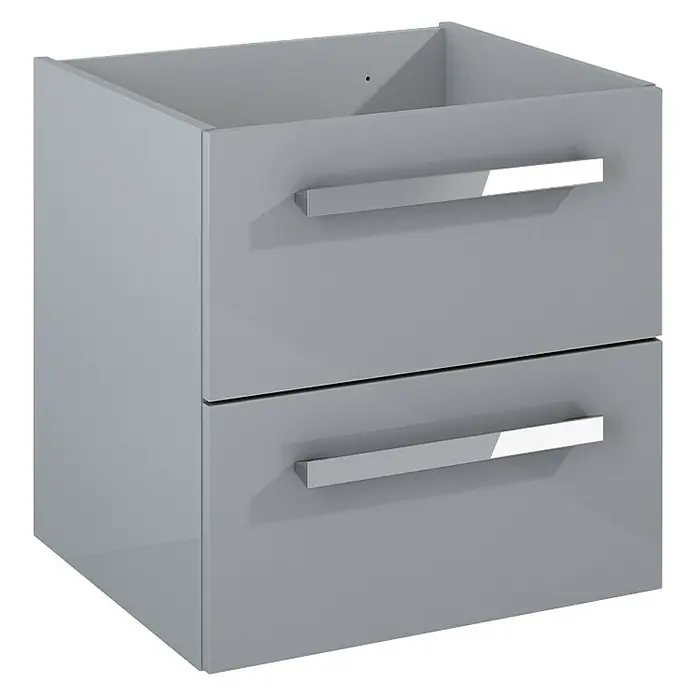 Riva Vulcano Waschtischunterschrank - 51,6 x 46 x 52 cm, Hellgrau, Hochglanz - Diagonale Ansicht
