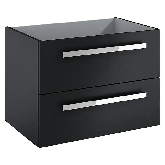 Riva Vulcano Waschtischunterschrank - 71,6 x 46 x 52 cm, Schwarz, Matt - Diagonale Ansicht