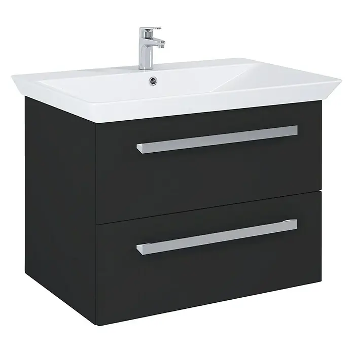 Riva Vulcano Waschtischunterschrank - 71,6 x 46 x 52 cm, Schwarz, Matt - Diagonale Ansicht