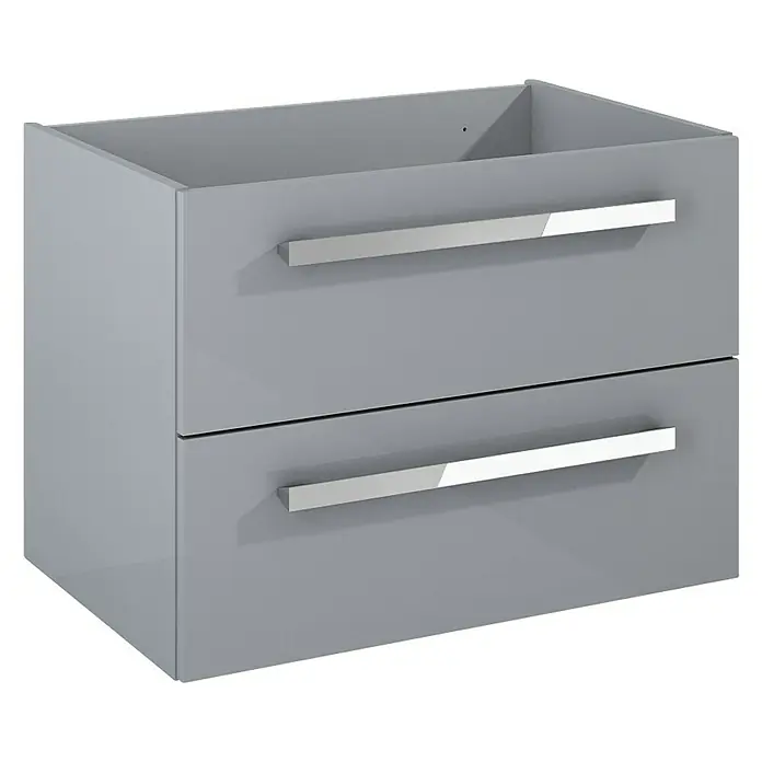 Riva Vulcano Waschtischunterschrank - 71,6 x 46 x 52 cm, Hellgrau, Hochglanz - Diagonale Ansicht