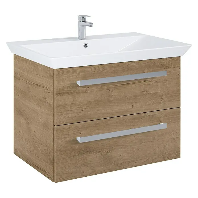 Riva Vulcano Waschtischunterschrank - 71,6 x 46 x 52 cm, Canela Eiche, Matt - Diagonale Ansicht