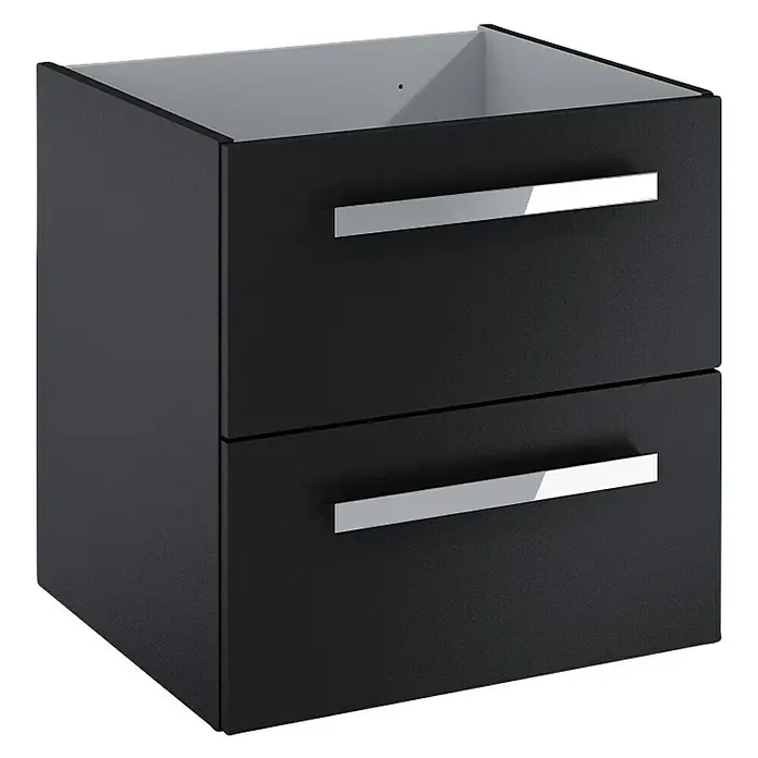 Riva Vulcano Waschtischunterschrank - 51,6 x 46 x 52 cm, Schwarz, Matt - Diagonale Ansicht