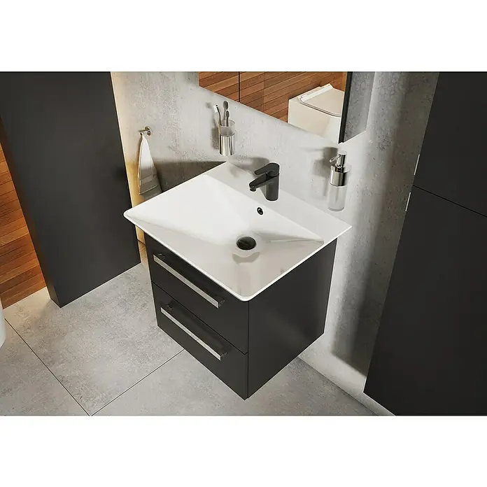 Riva Vulcano Waschtischunterschrank - 51,6 x 46 x 52 cm, Schwarz, Matt - Stimmungsaufnahme