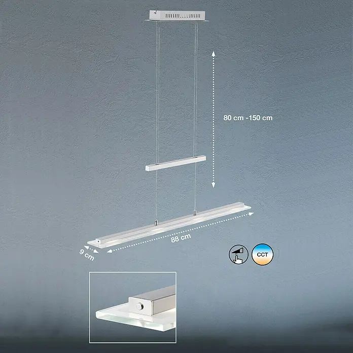 Honsel Leuchten LED-Pendelleuchte Tenso - Warmweiß - Skizze