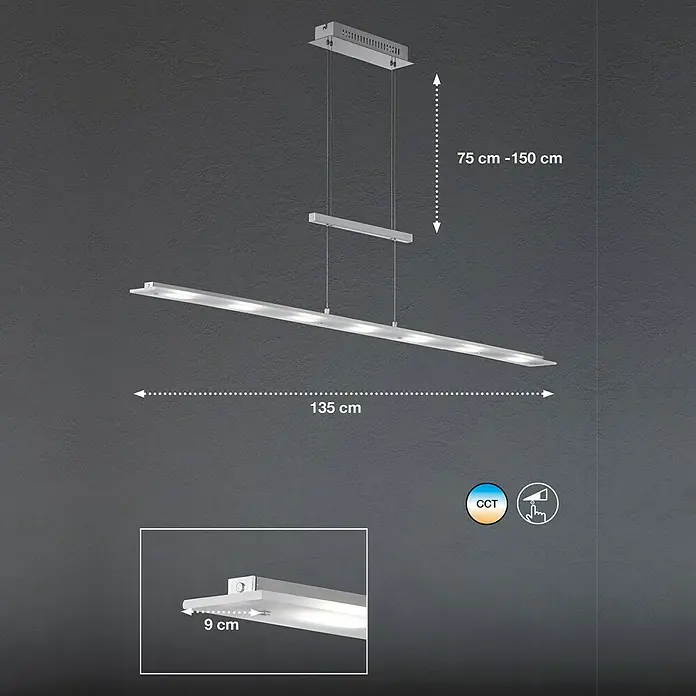 Honsel Leuchten LED-Pendelleuchte Largo - Warmweiß - Skizze