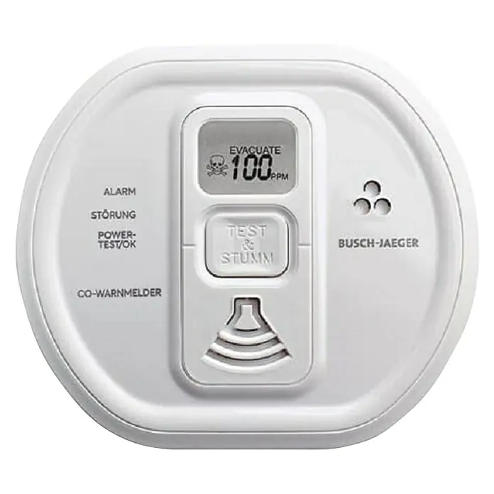 Busch-Jaeger Kohlenmonoxidmelder ProfessionalLINE - B x H: 115 x 45 mm, Alarmsignal: 85 dB - Vorderansicht