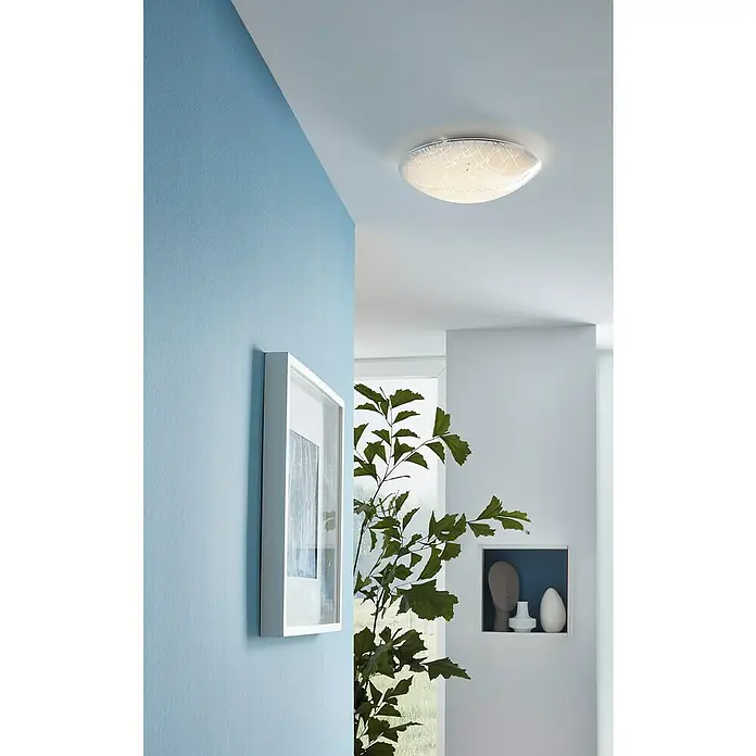 Eglo LED-Wand- & Deckenleuchte Vereda - 11 W, Weiß/Silber - Moderne Deckenleuchte mit abstraktem Muster, die stilvolle Beleuchtung für jeden Raum bietet und eine angenehme Atmosphäre schafft.