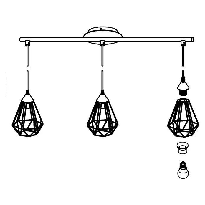 Eglo Tarbes Pendelleuchte - L x B x H: 79 x 17,5 x 110 cm - Skizze