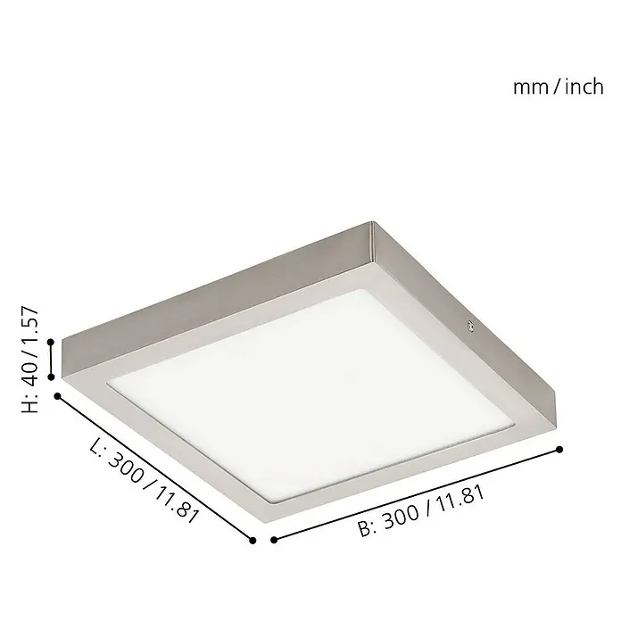 Eglo Connect LED-Deckenleuchte Fueva-C - 21 W, L x B x H: 30 x 30 x 4 cm, Nickel, Tageslichtweiß - Skizze