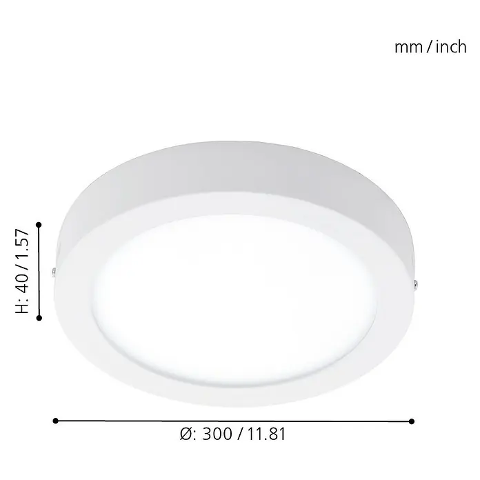 Eglo Connect LED-Deckenleuchte rund Fueva-C - 21 W, Ø x H: 300 mm x 4 cm, Weiß, Tageslichtweiß - Skizze