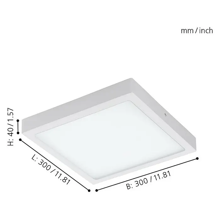 Eglo Connect LED-Deckenleuchte Fueva-C - 21 W, L x B x H: 30 x 30 x 4 cm, Weiß, Tageslichtweiß - Skizze