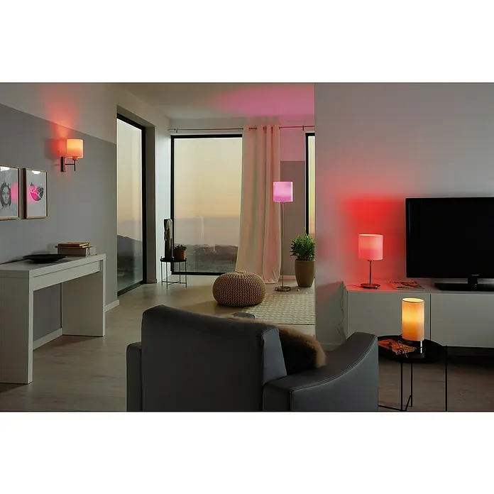 Eglo Tischleuchte Pasteri - 40 W, Weiß, Nickel Matt, E27 - Farbige Akzentbeleuchtung im Wohnzimmer. Die Lampen in verschiedenen Farben erzeugen eine gemütliche Atmosphäre und setzen dekorative Akzente.