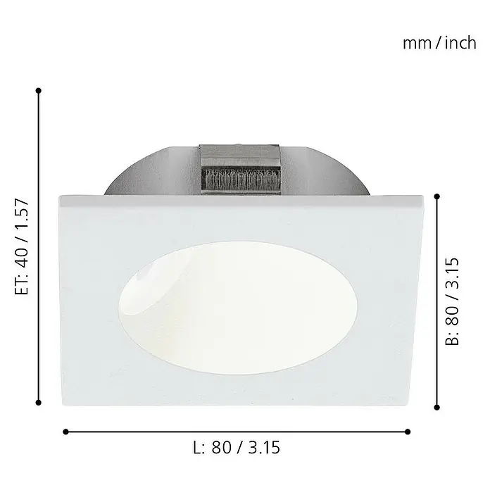 Eglo Einbauleuchten-Set eckig Zarate - 2 W, L x B: 8 x 8 cm, Weiß - Skizze