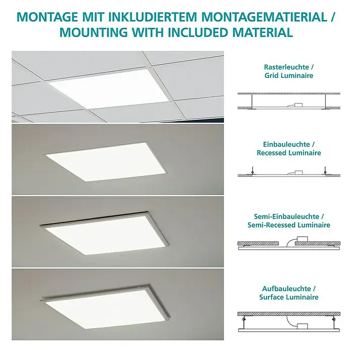 Eglo Connect LED-Panel Salobrena C - 21 W, L x B x H: 45 x 45 x 1,5 cm, Weiß, Kaltweiß - Verschiedene Montagearten für LED-Panels, inklusive Raster-, Einbau-, Semi-Einbau- und Aufbauleuchten mit Montagezubehör.