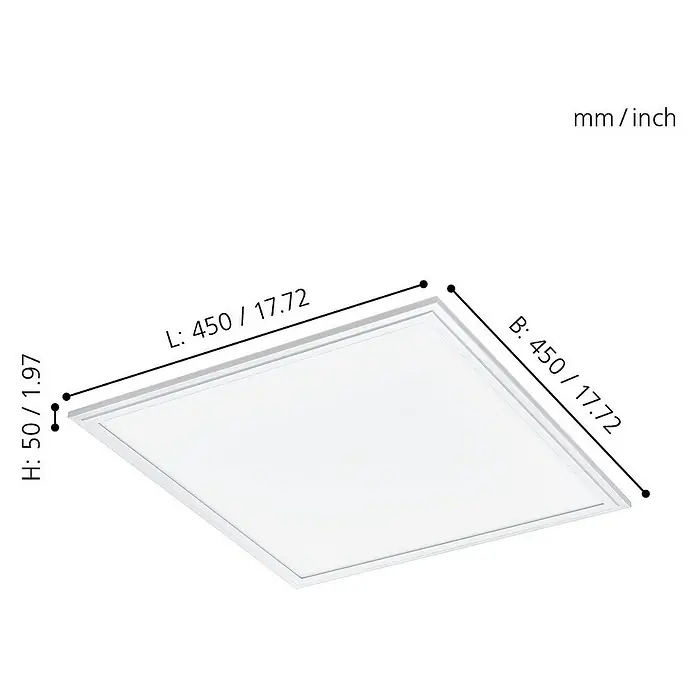 Eglo Connect LED-Panel Salobrena C - 21 W, L x B x H: 45 x 45 x 1,5 cm, Weiß, Kaltweiß - Skizze