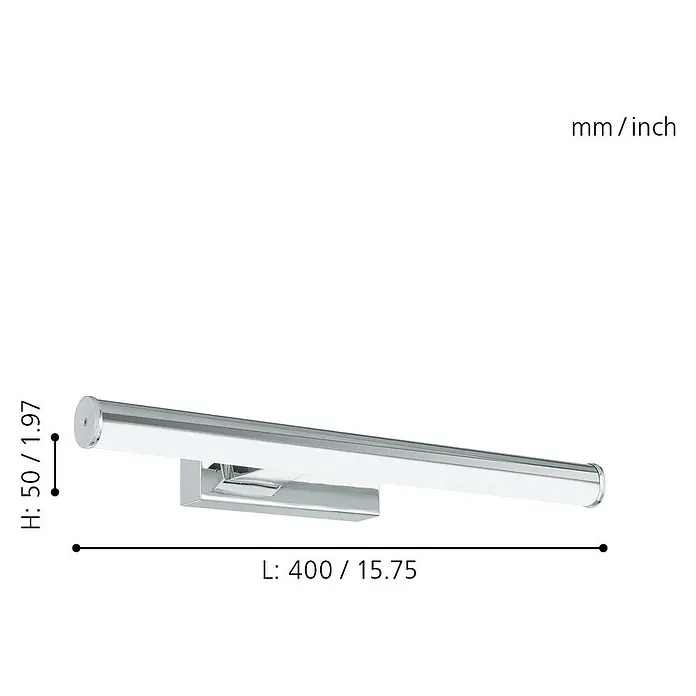Eglo LED-Spiegelleuchte Vadumi - 7,4 W, Chrom, Weiß, L x B x H: 40 x 12,5 x 5 cm - Skizze