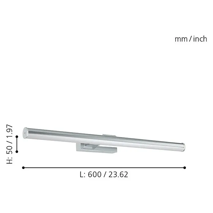 Eglo LED-Spiegelleuchte Vadumi - 11 W, Chrom, L x B x H: 60 x 12,5 x 5 cm - Skizze