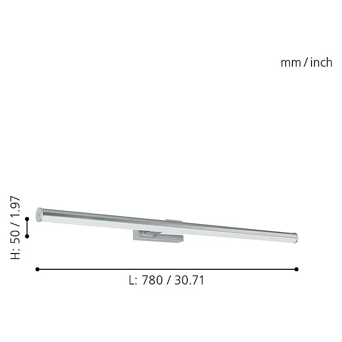Eglo LED-Spiegelleuchte Vadumi - 14 W, Chrom, L x B x H: 78 x 12,5 x 5 cm - Skizze