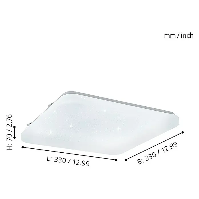 Eglo LED-Wand- & Deckenleuchte Frania-S - 17,3 W, L x B x H: 33 x 33 x 7 cm, Weiß, Warmweiß - Skizze