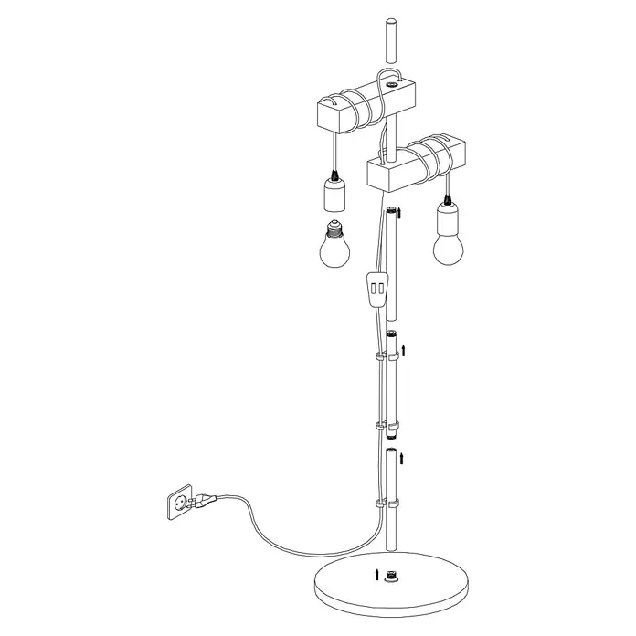 Eglo Townshend Stehleuchte - B x H: 25 x 166,5 cm, Braun, Schwarz - Skizze